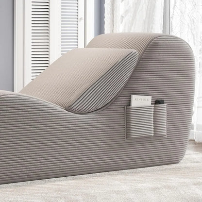 Yoga Chairs for Adults, Ergonomic Chaise Lounge Chair, Side Pocket, Lumbar Pillow, Ottoman