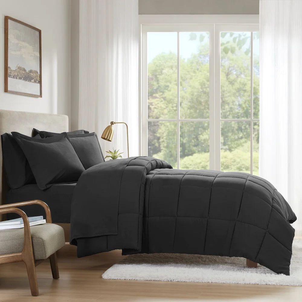 7-Piece Queen Comforter Set, Lightweight, Cozy Bedding, Microfiber Sheets, Shams, Pillowcases