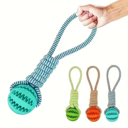 Pet Chew Toy Ball  - Braided Rope Dog Toys, Dental Cleaning, Treat Dispenser, Fetch & Tug Play