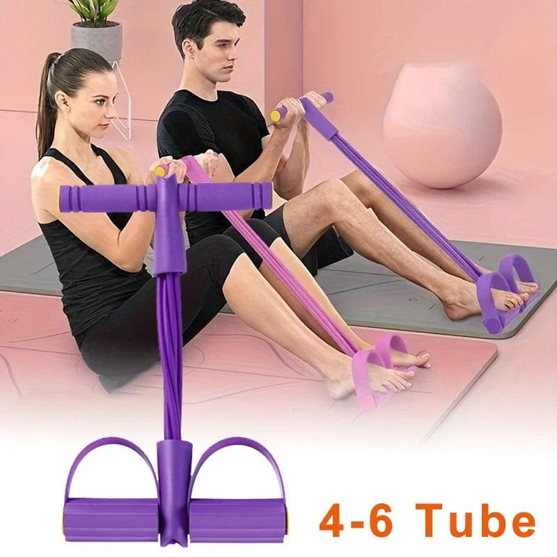 4-Level Resistance Band Tensioner with Non-Slip Handles - Home Fitness Equipment for Abdominal Muscle Training