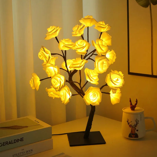 LED Rose Tree Lamp, USB Powered Flower Night Light, Atmosphere Lighting