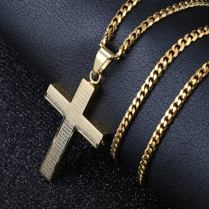 Cross Pendant Necklace For Men/Women, Gold/Black/Silver Color, Cuban Chain