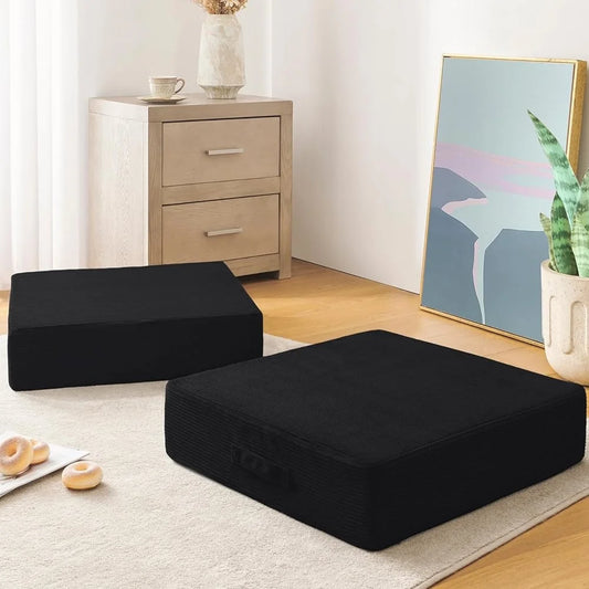 Large Meditation Floor Pillows, Ultra Thick Foam, Washable Velvet Cover, Portable