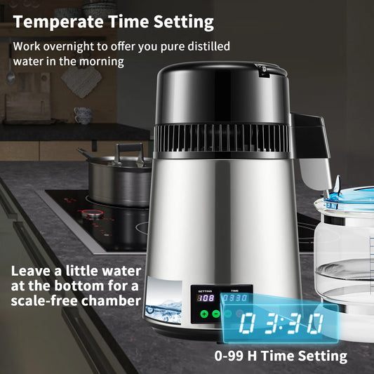4L Water Distiller Purifier Filter, Drinking Bottle Softener, Touch Screen, Home Appliance