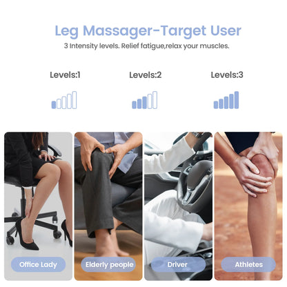 Air Compression, Leg/Foot/Calf Massager, Heat Circulation, 3 Modes, 3 Intensities