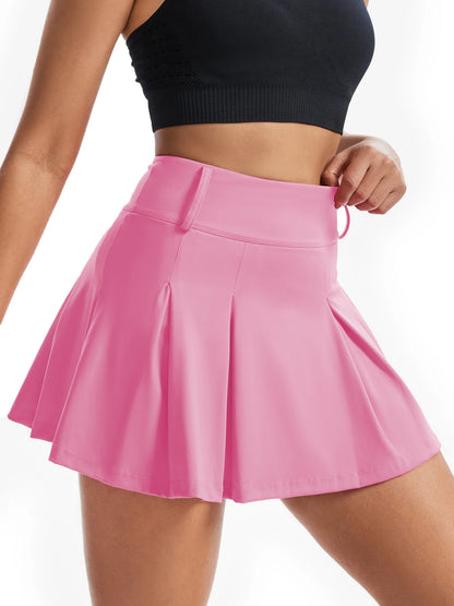 Women's High Waisted Two-In-One Sports Skirt, Pleated