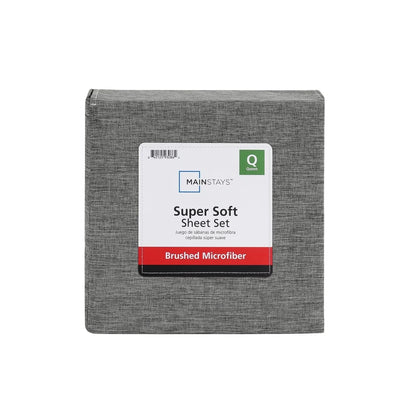 Super Soft Microfiber Queen Bed Sheet Set, 4 Piece, Lightweight, Wrinkle Resistant, Easy Care, Charcoal Grey