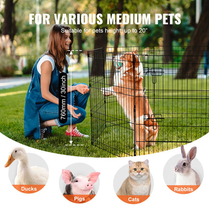 VEVOR Foldable Metal Pet Exercise Pen, Fabric Top Cover