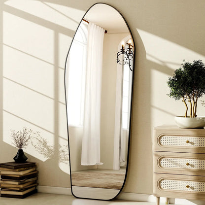 67"x24" Irregular Floor Mirror Full-length Mirror with Aluminum Frame