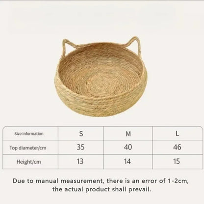 Pure Hand-Woven Rattan Cat Nest, Universal Warm Pad, Removable, Washable