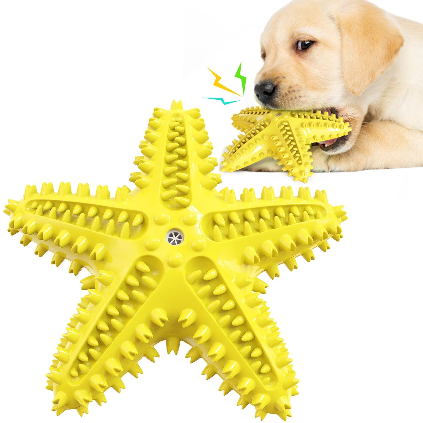Starfish Squeaky Chew Toys,  Small-Large Dog, Indestructible Rubber, Teeth Cleaning
