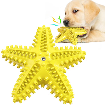 Starfish Squeaky Chew Toys,  Small-Large Dog, Indestructible Rubber, Teeth Cleaning