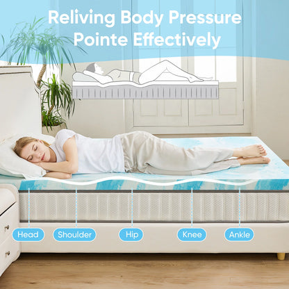 2-3 Inch Gel Memory Foam Mattress Topper, Cooling, Soft, Breathable