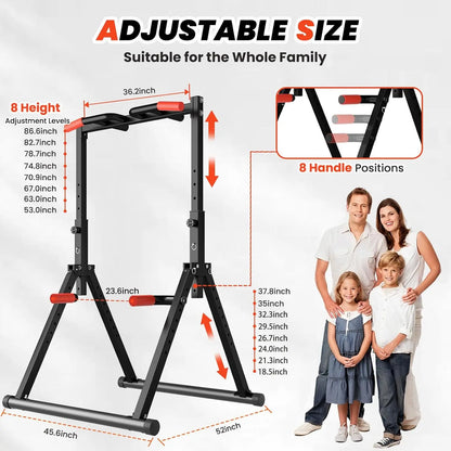 Multifunction Power Tower Pull Up Bar, Dip Station, Adjustable, Foldable