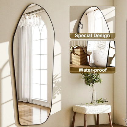 67"x24" Irregular Floor Mirror Full-length Mirror with Aluminum Frame