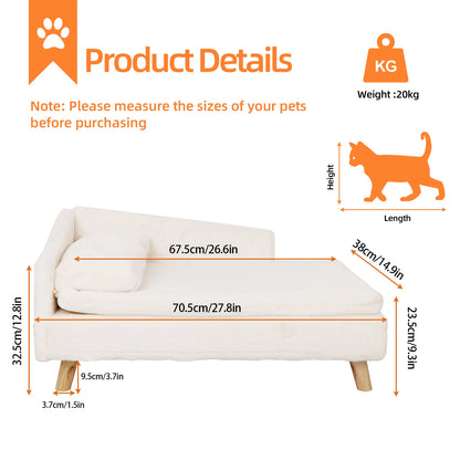 Nordic Elevated Pet Bed, Cozy Pad Waterproof, Sturdy Wood Legs