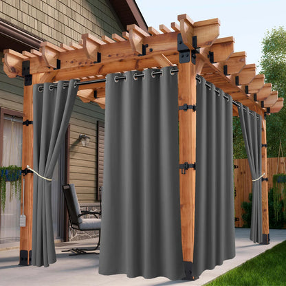 2/4PCS Waterproof Outdoor Curtains, UV Protection, Thermal Insulation, Sun Blocking, Grommet Top for Porch, Pergola, Cabana