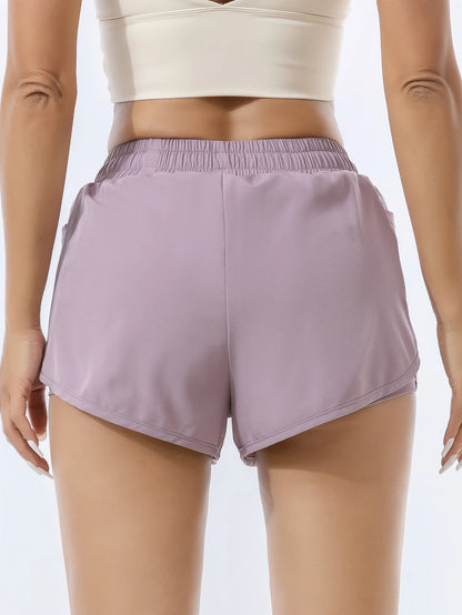 Women's Double Layered Quick-Dry Athletic Shorts, Anti-lighting Loose Fit