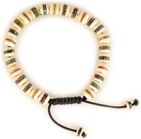 Tibetan Mala Embedded Medicine, Wrist, Meditation, Handmade