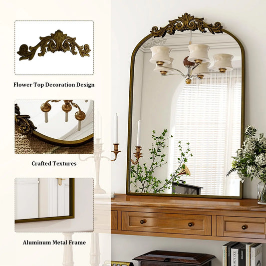 Vanity Wall Mirror Decorative Vintage Arch Bathroom Mirror