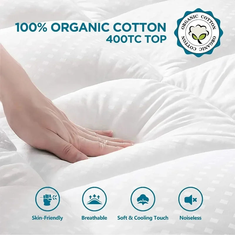 Mattress Topper, 400TC Extra Thick Cooling Mattress Pad Cover, Fluffy Soft Pillow Top