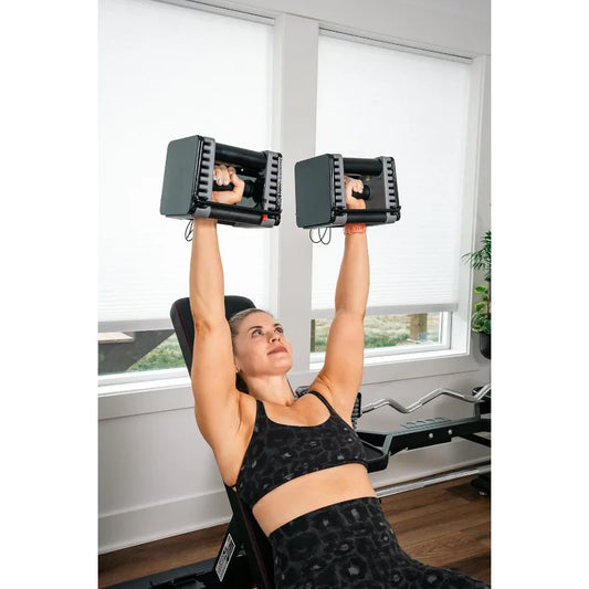 Elite EXP Adjustable Dumbbells, Sold in Pairs, Stage 1, 5-50 lb. Dumbbells, Durable Steel Build