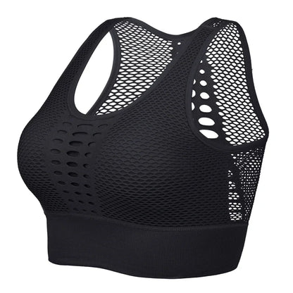 Seamless, Breathable, Active, Mesh Sports Bra, Push-Up, Fitness, Yoga, Running