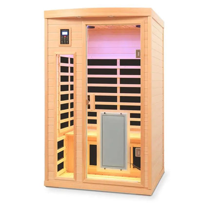 Low EMF Front Door Infrared Sauna Room, Heating Panel, 2-People, Hemlock Indoor Use