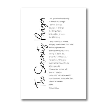 The Serenity Prayer Bible Verse Quote Poster, Christian Wall Art, Canvas Print