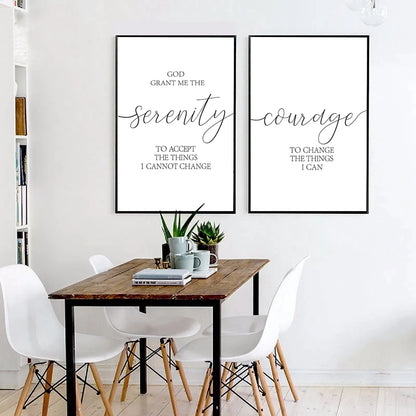 Christian Quotes, Serenity Prayer Poster, Courage, Wisdom, Typography Wall Art