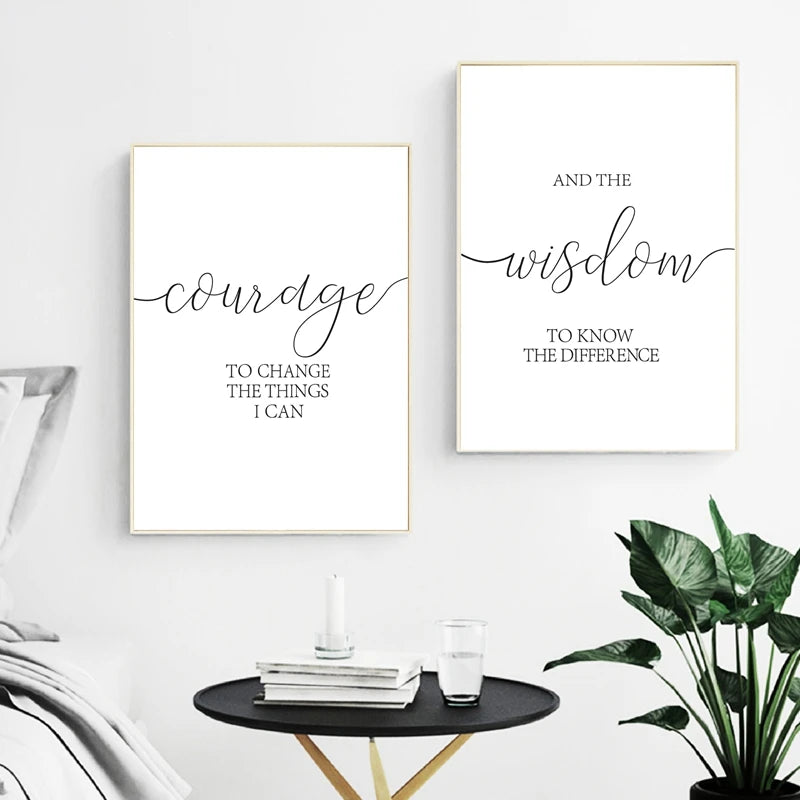 Christian Quotes, Serenity Prayer Poster, Courage, Wisdom, Typography Wall Art